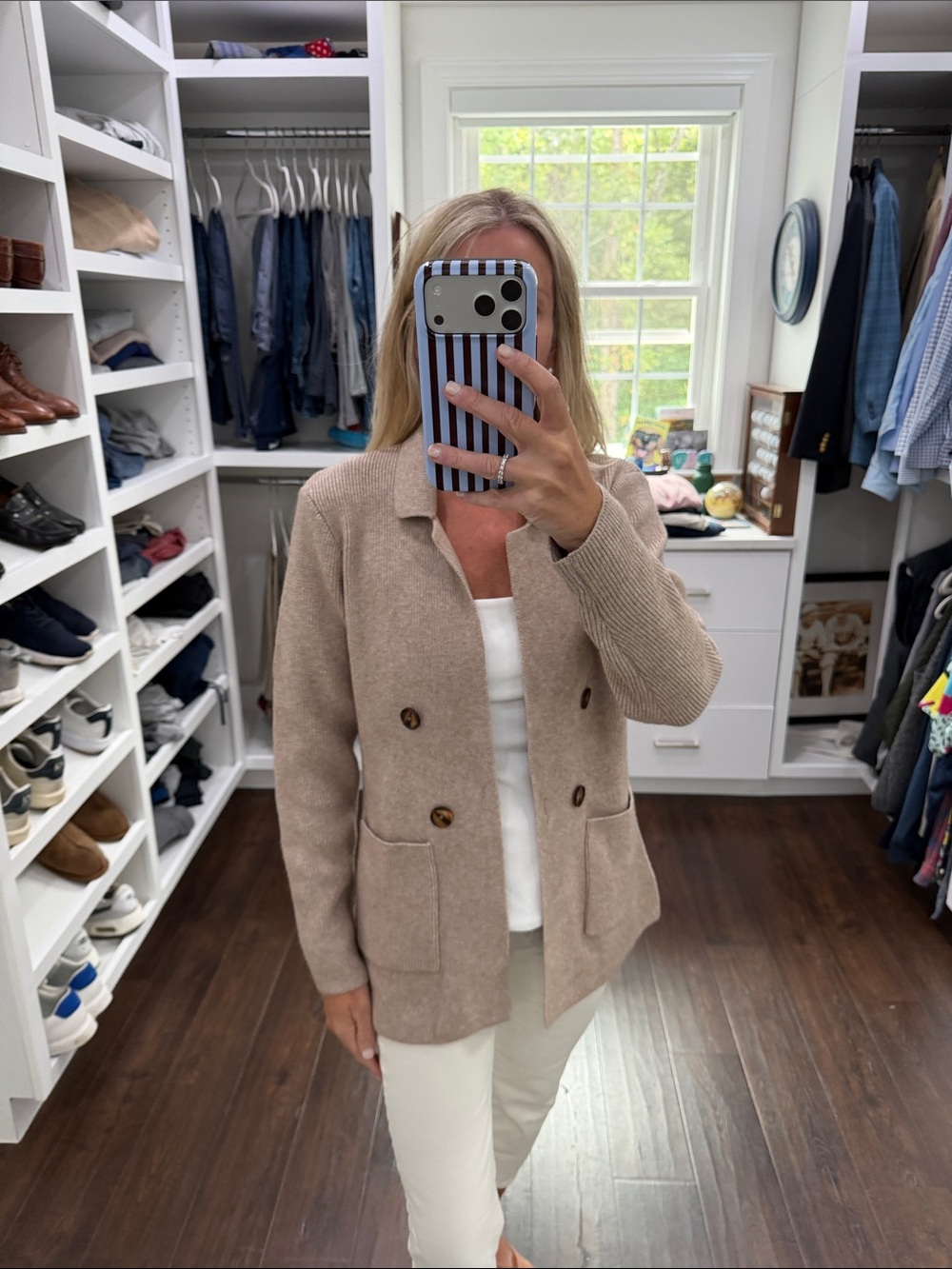 Cicibird Tan Double-Breasted Knit Blazer S